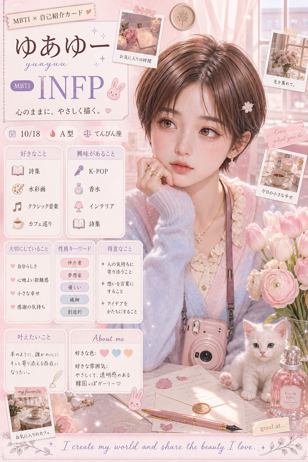 韓国ガーリー デザインサンプル — MBTI図鑑 自己紹介カード