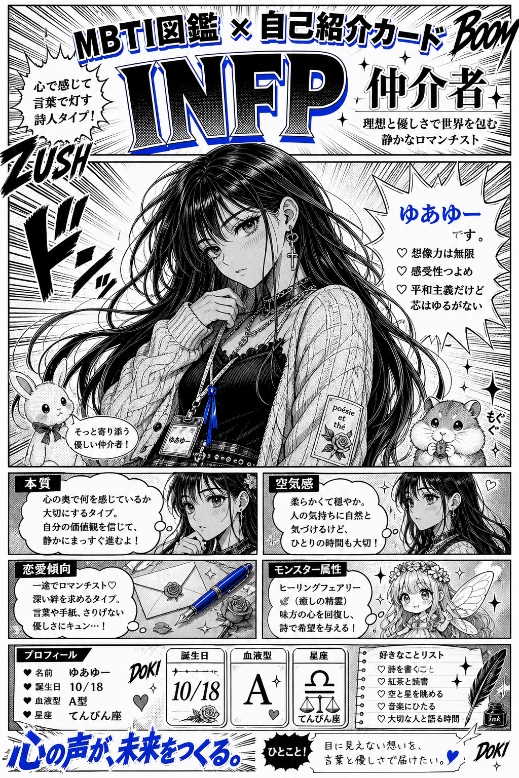 マンガ風 デザインサンプル — MBTI図鑑 自己紹介カード